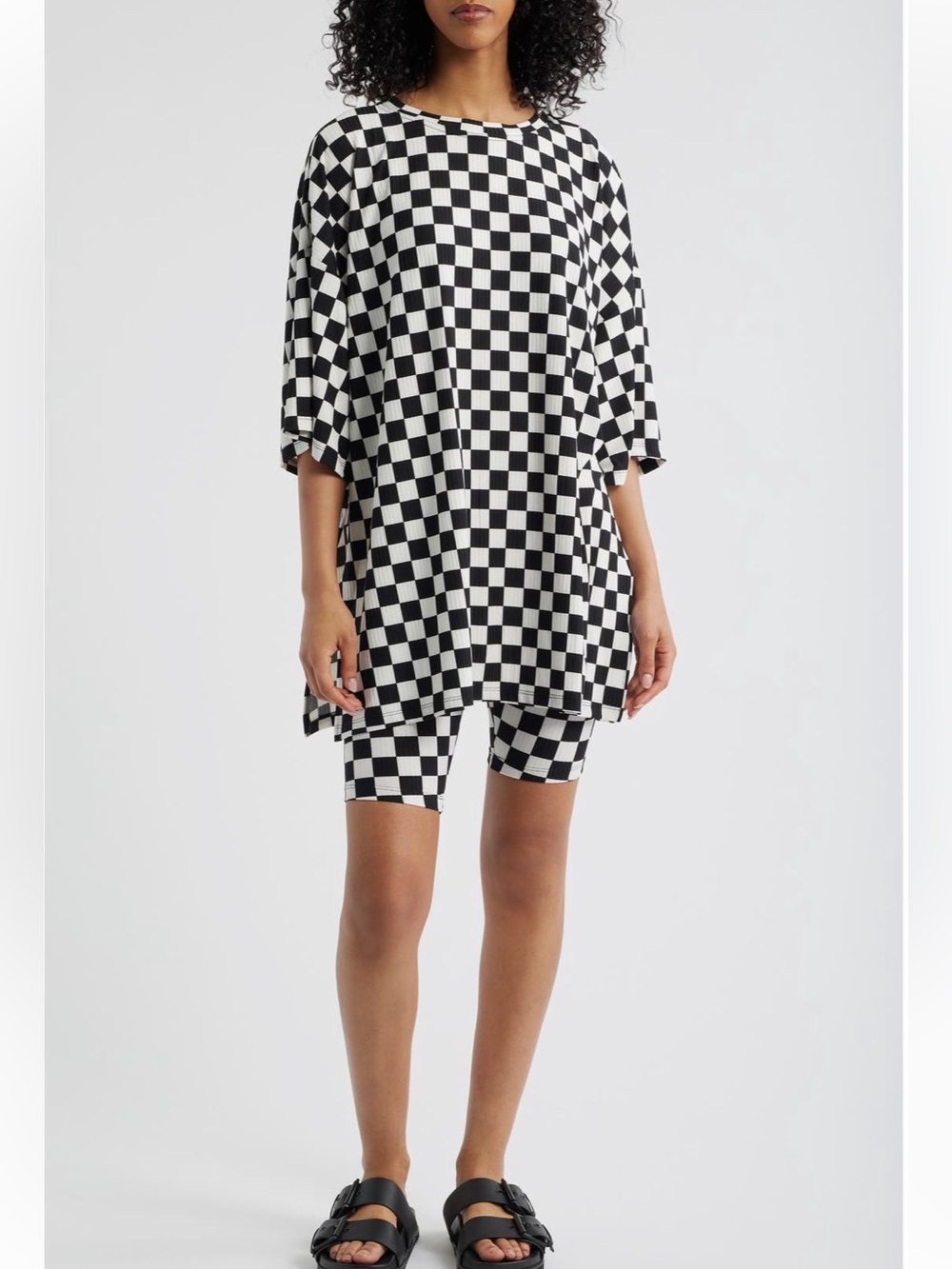 Dressed In Lala Malone Rib Oversized T-Shirt & Biker Shorts Set